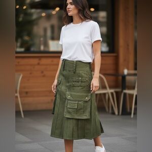 Olive Green Utility Skirt